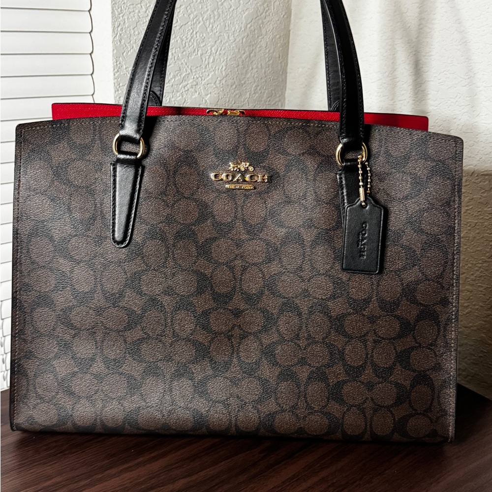 NEW Coach Brown and Black Signature Tatum 40 Tote Bag